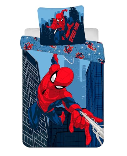 Jerry Fabrics Spider-Man Blue 08' Ropa de Cama para Niños Funda Nórdica 160 x 200 cm y Funda de Almohada 70 x 80 cm Algodón 100%