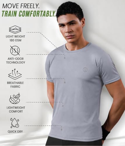 Image of CHKOKKO Gym T Shirts for Men Workout Activewear Solid Quick Dry Sports Tshirt for man Breathable Lightweight Half Sleeve Regular Fit Round Neck Running Boys T Shirt