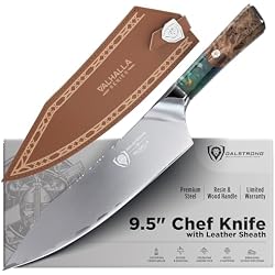 Dalstrong Chef Knife - 9.5 inch - Valhalla Series - 9CR18MOV HC Steel Kitchen Knife - White Resin & Wood Handle - Razor Sharp Chef's Knife - Kitchen Knife - Professional Cooking - w/Leather Sheath