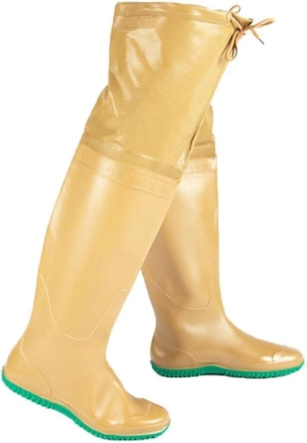 Pantalones de pesca impermeables de PVC amarillo de 60 cm para mantenerse seco