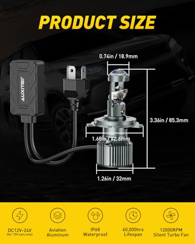 Image of AUXITO 9003 LED Bulb, 80000LM Brightness 6500K White, Plug-N-Play, 60000+ Hour Lifespan, Canbus Ready, 99% Compatibility, 2PCS