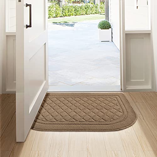 Dexi Kitchen Rug Floor Mat Half Circle Throw Rugs Washable For Sink Corner Indoor Standing Carpet 19.5"X31.5" Khaki #TOP5