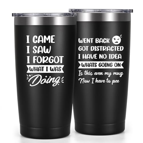Livole Funny Gifts for Men, Him, Colleagues, Office Friends, Novelty Christmas Gifts for Men, Best Friends Birthday Presents, I Came I Saw I Forgot What I was Doing, 20oz Insulated Travel Coffee Mug