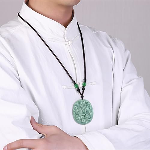 Hand-Carved Dragon Tiger Natural Jade Pendant Necklace for Men Women, Zodiac Stone Amulet Fashion Jewelry Accessories Necklace for Gifts3