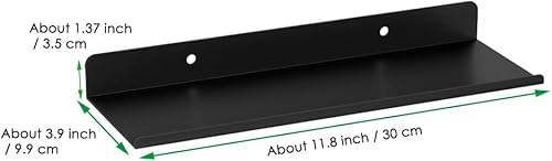 Miniatura 3 de Estantes flotantes negros mate, estantes flotantes montados en la pared, estante flotante moderno de metal negro, estante organizador de exhibición