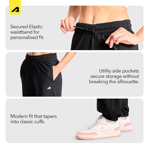Image of Boldfit Women Joggers Track Pants, Relaxed Fit, Soft & Breathable, Elastic Waist with Drawstring, Moisture-Wicking, Durable with Pockets, Stylish Sweatpants for Gym, Yoga, Travel & Casual Wear