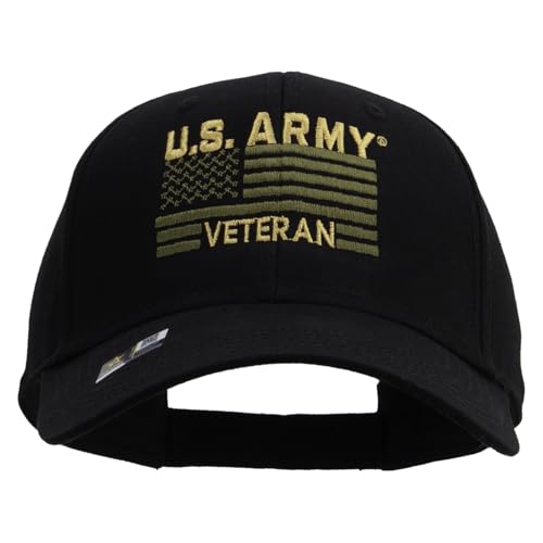 e4Hats.com U.S. Army Veteran Flag Embroidered Low Profile Cap - Black OSFM