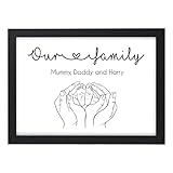 Beecreative New Parents Gifts, Family Of 3 Print For Mummy Daddy and Baby, Mothers Day Mummy Daddy Baby Son Daughter Hands Feet Print, A5 A4 Wall Art Print