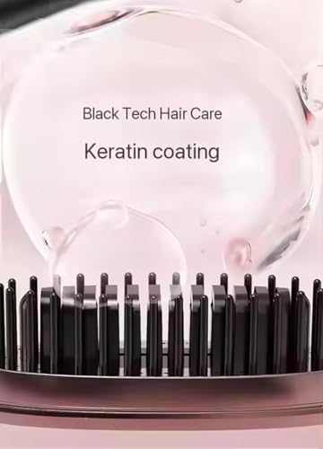 Image of Mini Hair Straightener,Cordless Hair Straightener Brush, Portable Straightening Brushhot Comb Hair Straightener For Women,Three Temperature Adjustments Flat Iron For Travel, Multicolour. (Pink)