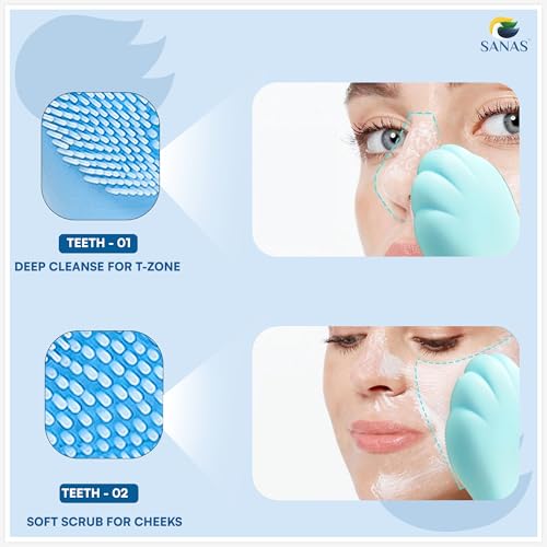 Image of Sanas Face Scrubber (2Pcs) Silicone Face Scrubber For Men & Women Soft Facial Cleansing Brush For Deep Pore Cleaning Reusable FaceScrubber For Women Face Cleanser Massage Scrubber (Pink,Blue) (2Pcs)