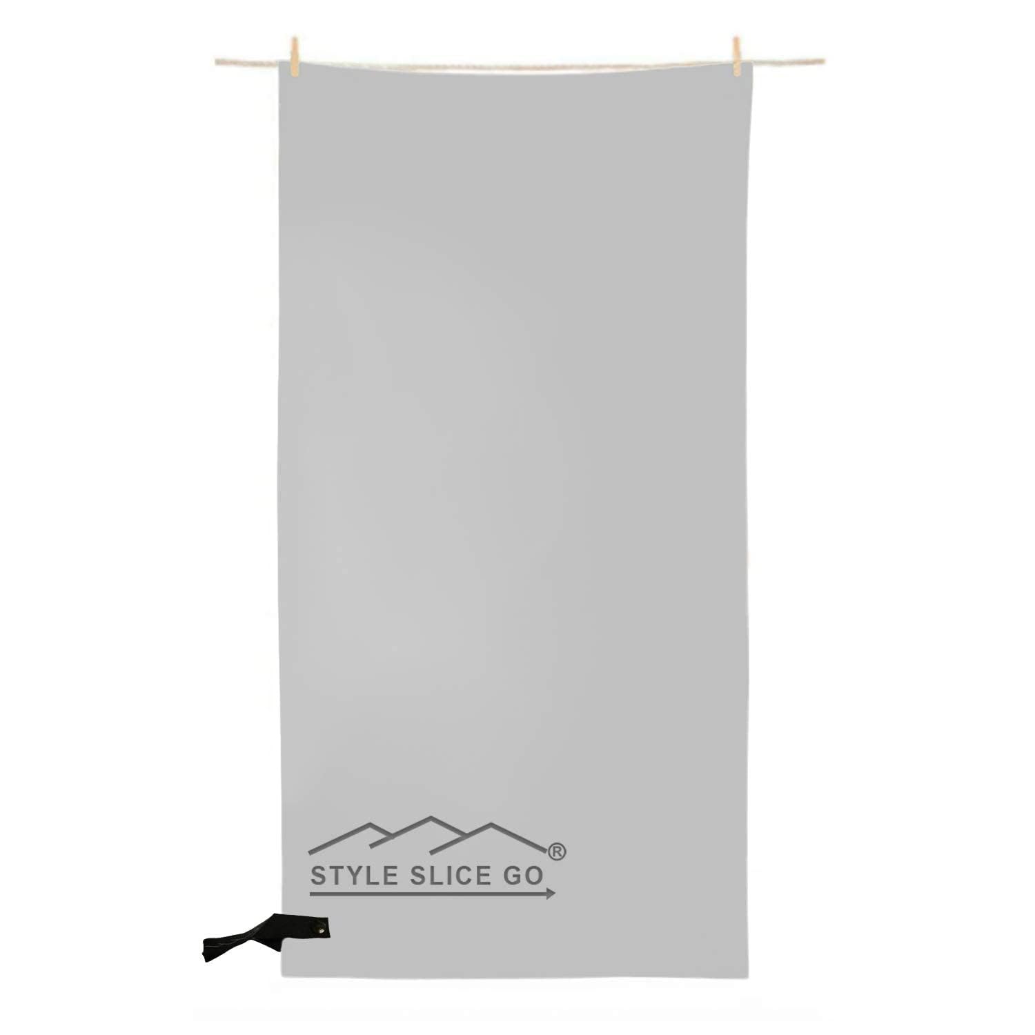 Style Slice Microfibre Towel Quick dry Lightweight Absorbent Travel Towel Sports Beach Gym Swimming Camping Hiking Drying Pets Small Medium Large X-Large XX-Large (Grey SMALL 60cm x 30cm)