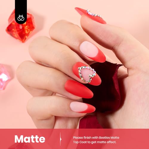 Image of Beetles Red Gel Nail Polish, 15ml Red Color Soak Off UV LED Gel Polish, Nail Art Design Daring Grace Manicure Salon DIY Home Colorful Bottle for Women