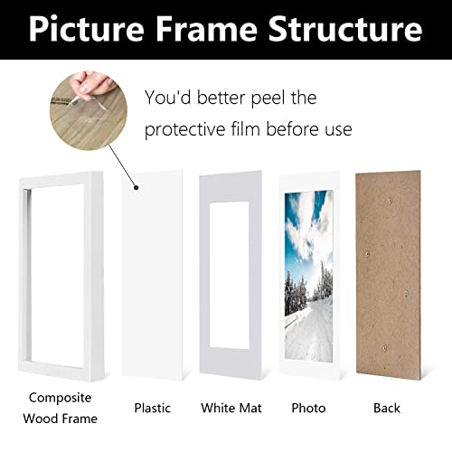 Boankodu 11X14 Picture Frame Set Of 2, Made Of High Definition Transparent Plastic For 8X10 With Mat Or 11X14 Without Mat, Wall Mounting Photo Frames (White) #TOP6