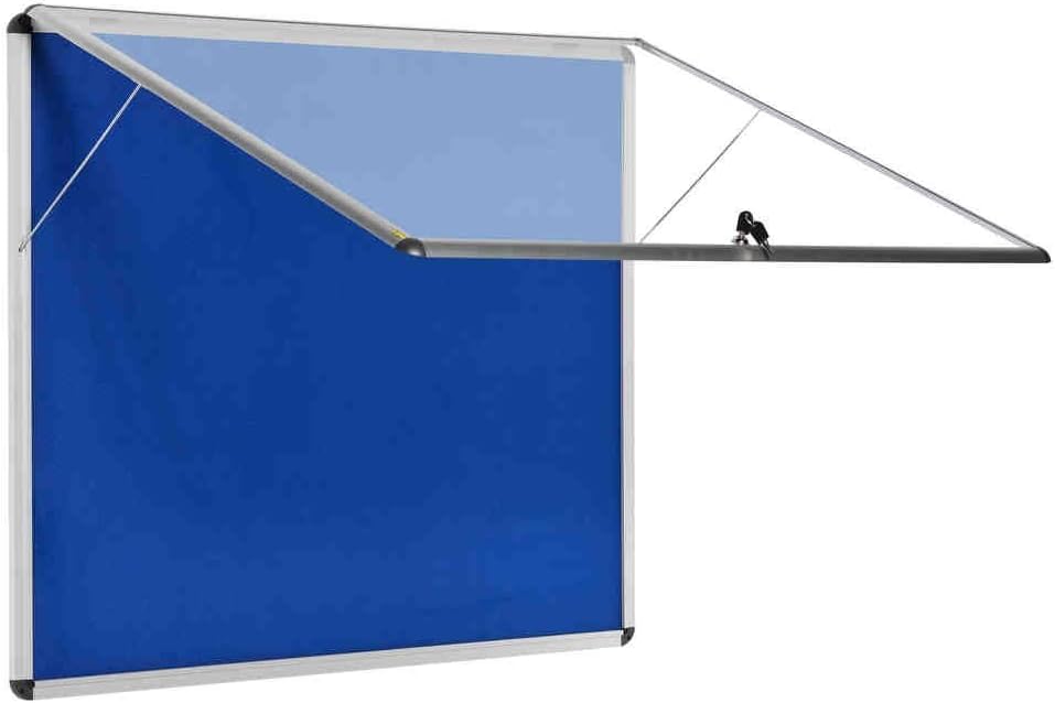 Bi-Office Display Case Enclore, Blue Felt, Top Hinged, Aluminium Frame, Landscape, 70,6 x 65,3 cm (6xA4)