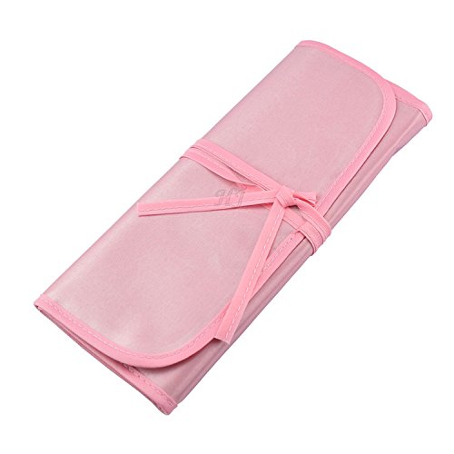 Nylon Roll up Portable Opens Flat Storage Bags Makeup Organizer Make up Bag for Brushes (Black)