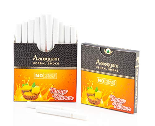 Aarogyam Herbals 100% Tobacco and Nicotine Free Cigarette For Relieve Stress and Mood Enhance of Smokers - MANGO FLAVOUR, 1 Packet (10 Sticks)