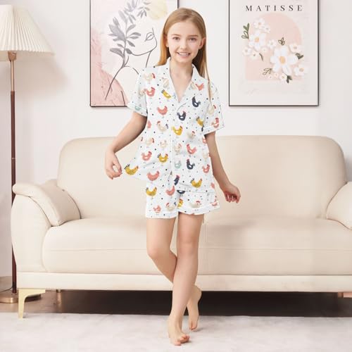 ALAZA Cute Summer Seashell Starfish Pajamas Satin Pajama Set Short Sleeve Button Down Sleepwear3
