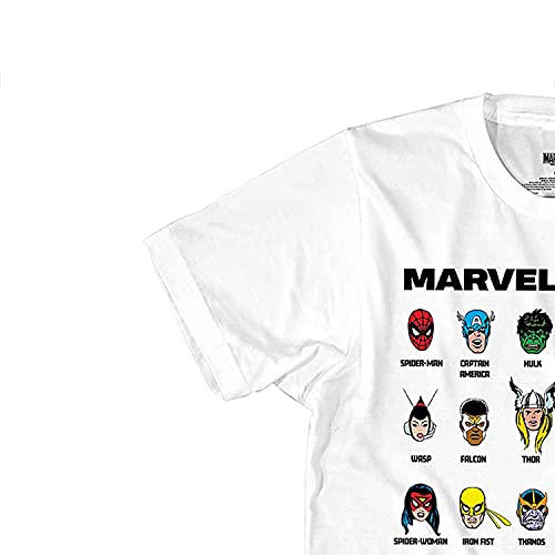 Marvel Boys Comics Avengers Shirt - Spiderman, Ironman, Captain America & Hulk Tee - Throwback Classic T-Shirt (White, Small) #TOP4