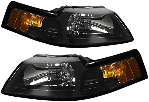 Carpartsinnovate For 99-04 Black Headlights Head Lights Amber Signal Lamps Left+Right