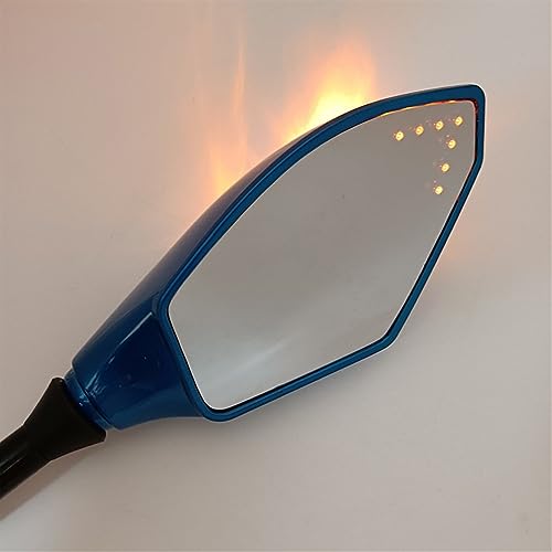 Rétroviseur moto 10mm avec clignotant LED bleu intégré universel - 4