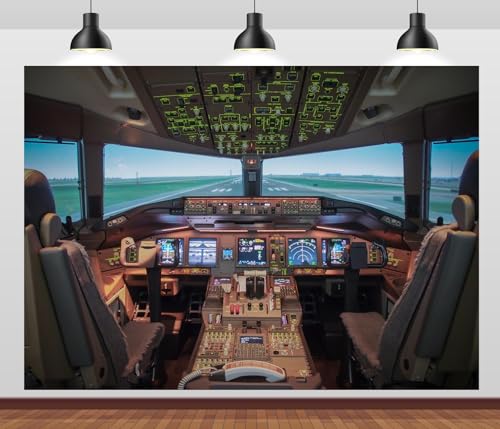 Tela fondo avión cabina 7x5 ft para fotografía miniatura 1