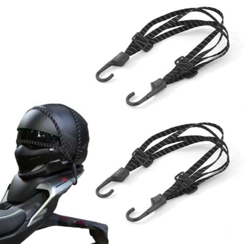 Image of Hodaqe 2Pcs Nylon Bungee Cord with Hooks for Motorcycle Helmet Black