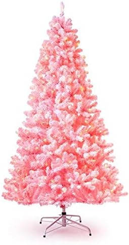 KING OF CHRISTMAS 7.5 Foot Blue Flock Artificial Christmas Tree Pre-lit with 600 Warm White LED Lights