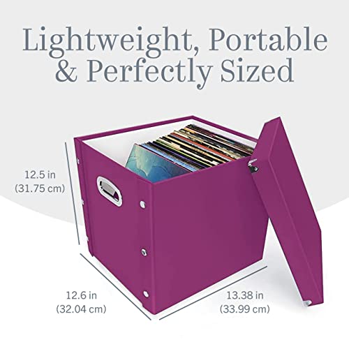 Image of Snap-N-Store Vinyl Record Storage Box - 12 inch - 4 Pack- Crate Holds up to 75 Vinyl Albums - Berry