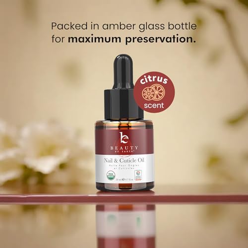 Beauty by Earth Organic Nail and Cuticle Oil - USA Made Nail Oil for Growth & Strength with Jojoba and Vitamin E, Repair for Damaged Nails & Cuticle Softener made with Natural Ingredients, Nails Care Products