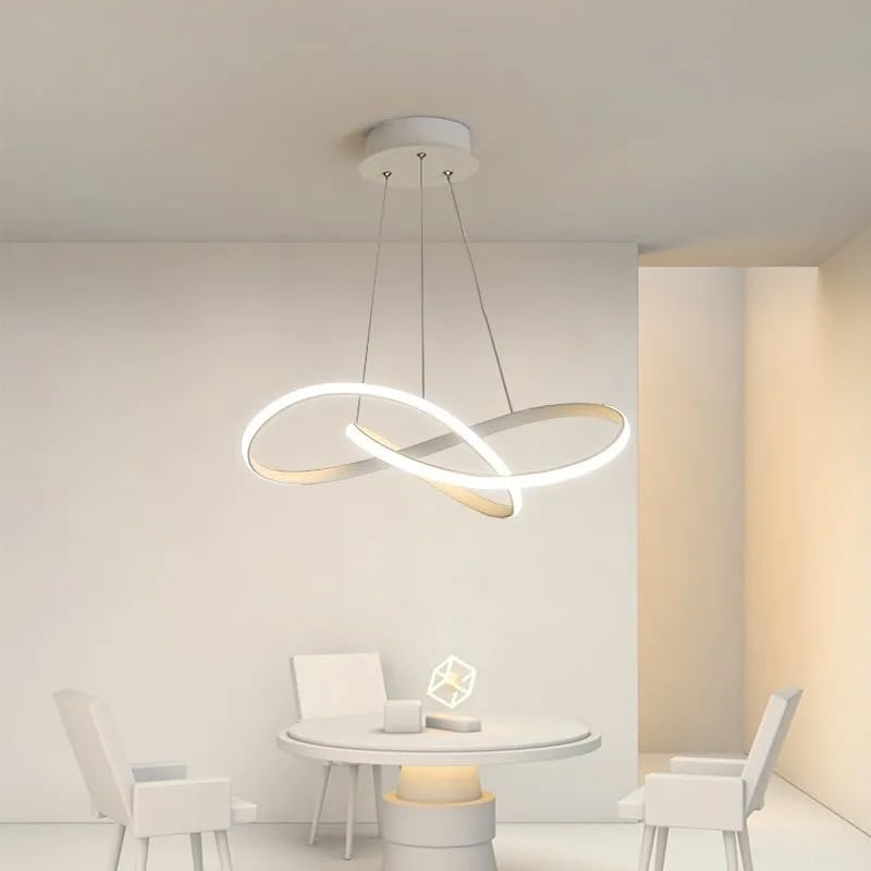 Lámpara Colgante Circular, luz de suspensión, lámpara de Techo Tipo araña para Comedor y Sala de Estar (Blanco, Blanco Neutro_Diámetro 60CM)