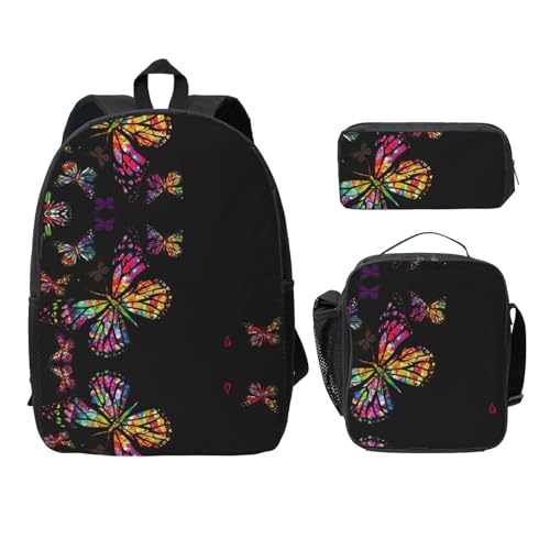 Sac à dos imprimé papillon EdWal léger avec sac à déjeuner pour éviter le désordre scolaire