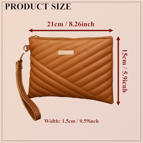 Quilted Wristlet Purses,Clutch Handbag Small Embroidered Phone Bag Large Capacity Wallet PU Leather Wristlet Clutche2