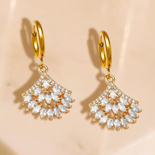 Image of Rubans Hoop Drop Earrings Gold Plated Stylish Trendy Jewellery Gift for Women & Girls