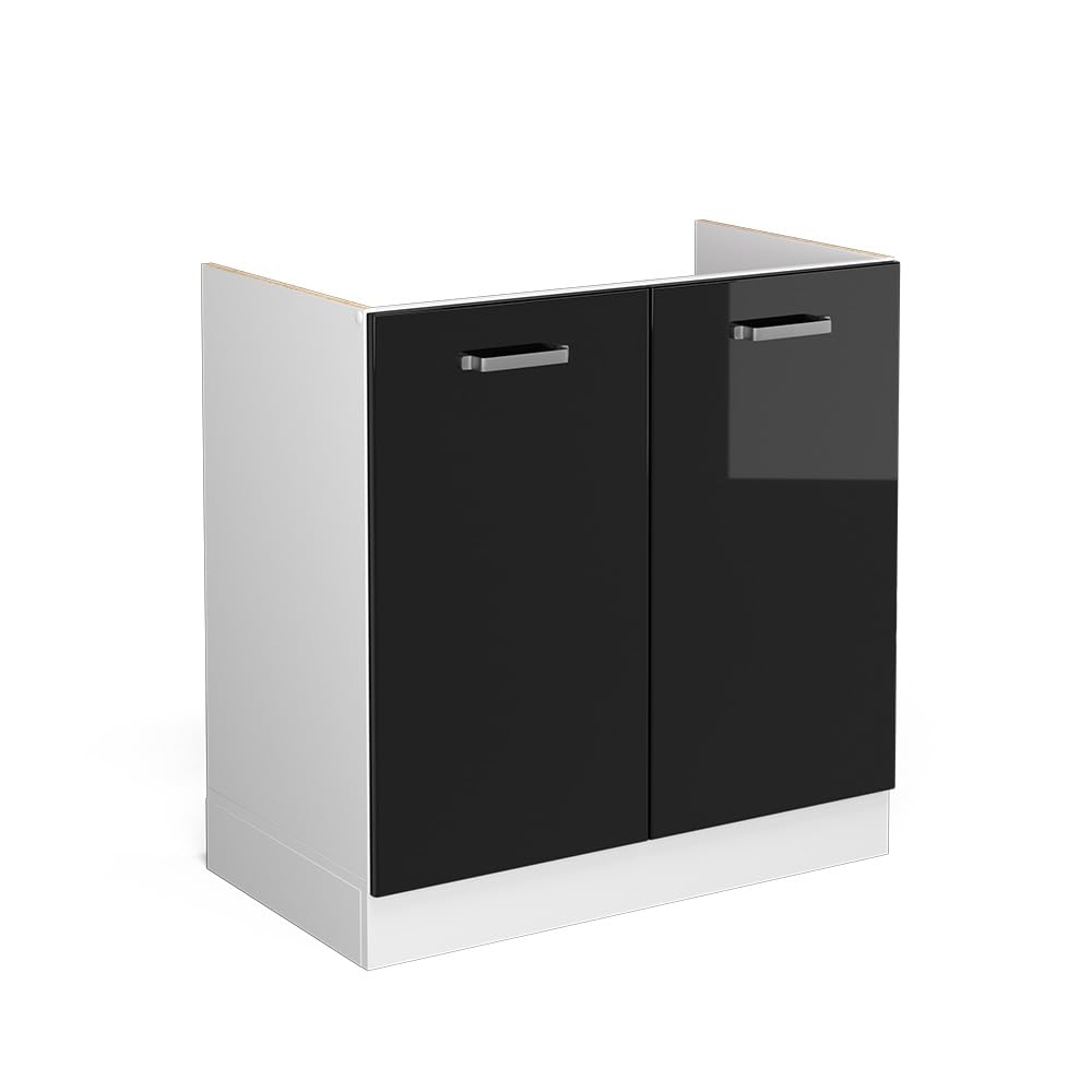 Vicco Sink base cabinet Raul, Black high gloss, 80 cm โ image 1