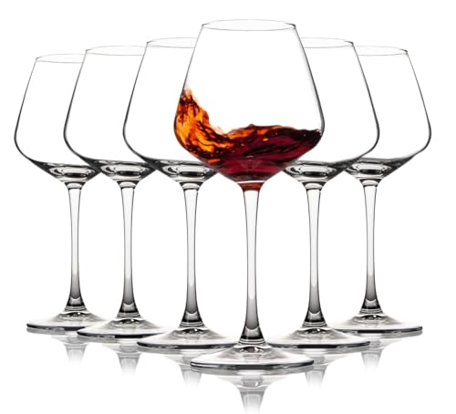 Image of Premium Wine Glasses 460ml, Set of 6 Long Wine, Burgundy Clear Glasses with Stem for Wedding Anniversary, Birthday, Gift (RKT-01, Set of 6)