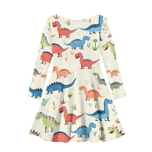 Kids Dress 3-14T Girls Long Sleeve Dresses Swing Twirly Dress Fall Outfits2