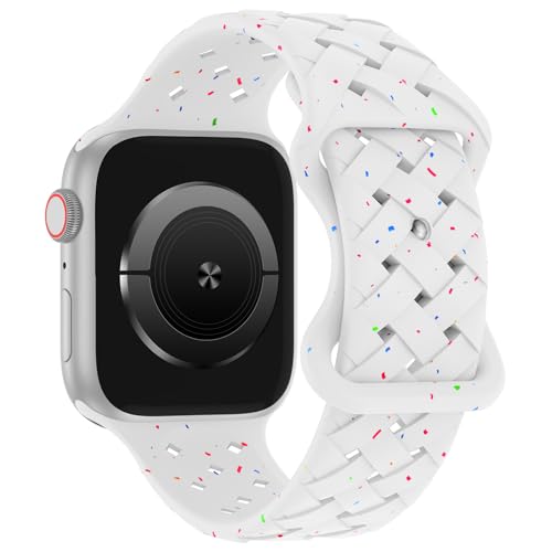 Image of Distore Silicone Braided Weave Bands Compatible with Apple Watch 38mm 40mm 41mm 42mm 44mm 46mm 45mm 49mm, Replacement Sport Breathable Strap for iWatch Series 10 /9 /8 /7 /6 /5 /4 /3 /2 /1 Ultra SE Women Men
