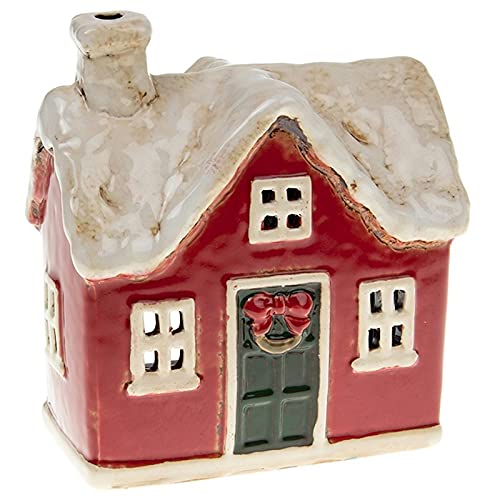 Village Pottery Snowy Christmas Cottage Kleiner Teelichthalter, Grün,...