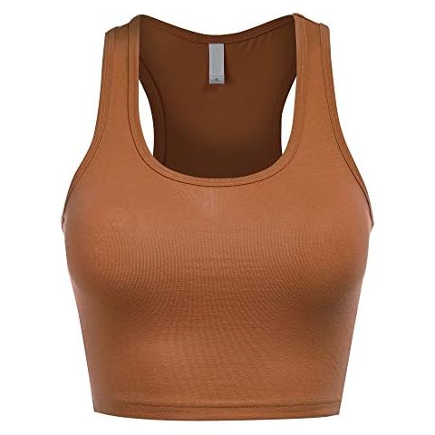FashionMille Women's Scoop Neck Workout and Training Basic Sleeveless Racerback Crop Sports Active Camis Tanks Top-FWT1192-MOCHA-L Cover