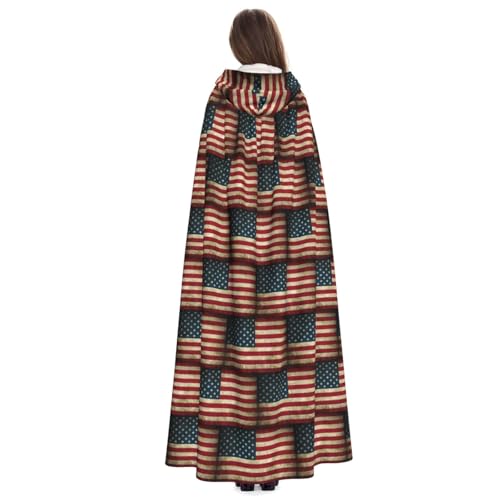Cape médiévale à capuche motif drapeau américain pour adulte