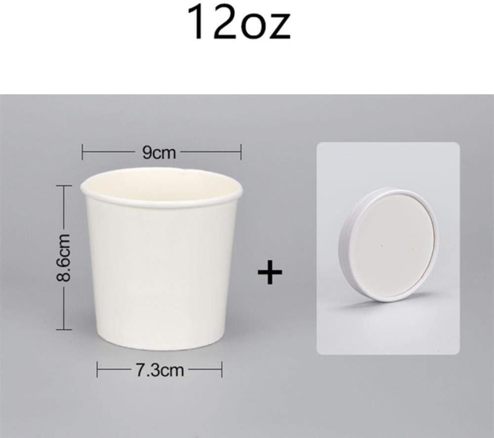 Miner 50Pcs disposable kraft paper bowl round salad dessert food snack ice cream takeaway packaging cup with lids,cup and lid2