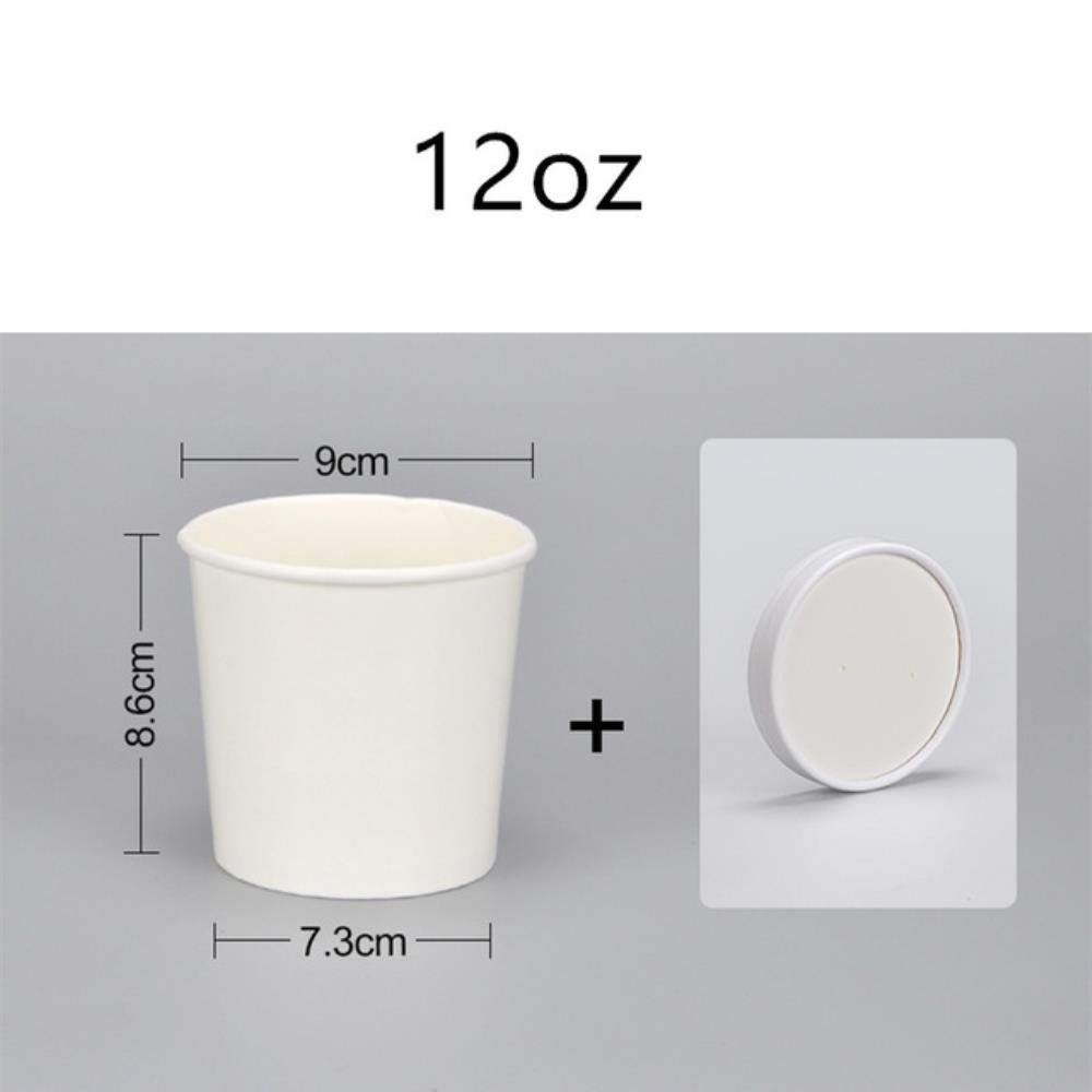 Miner 50Pcs disposable kraft paper bowl round salad dessert food snack ice cream takeaway packaging cup with lids,cup and lid2