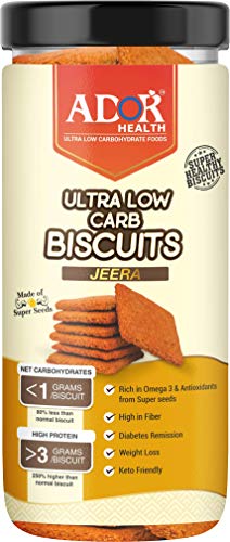 ADOR Health Ultra Low Carbohydrate Keto Jeera Biscuits (200 gram) | Keto Food Products | NABL Lab Tested |