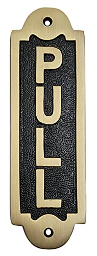 Adonai Hardware Türschild "Pull Brass - zweifarbiges antikes Messing Cover