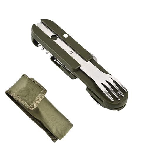 GVSS 1 Pièce Vaisselle Pliante en Acier Inoxydable 5 en 1, Couverts Camping,Couverts Pique Nique,Couverts Multifonctions pour Camping,Set Complet avec...