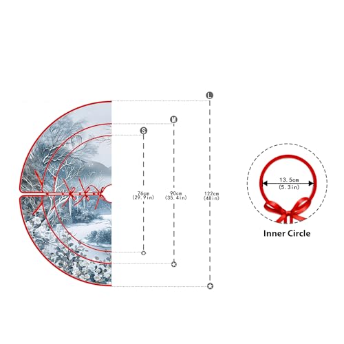 365CUSGIFTS Christmas Nature Christmas Tree Skirt by Leo Walker Red White Cloth Christmas Tree Base Cover Skirts Decor for Xmas Party Holiday Home Garden Tree Skirt 36 Inch