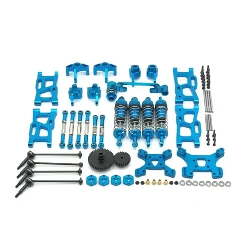 Piezas Ricambi RC Para Wltoys 144001 124019 Kits Vulnerables, Juego De 14 Piezas, Actualización Y Modificación General Metal, Accesorios Coche RC(Blue)