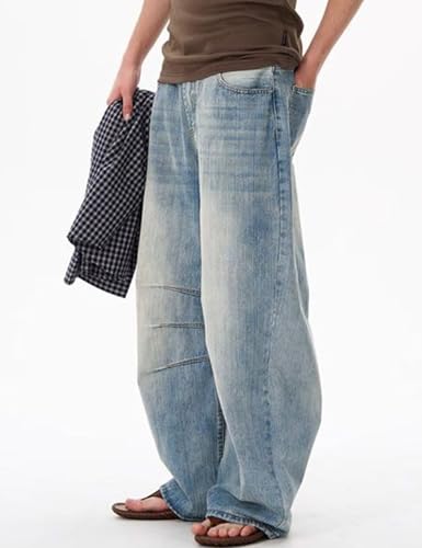 Men Baggy Jeans Y2K Vintage Wide Leg Skater Jeans Loose Fite Denim Pants Trousers Streetwear2