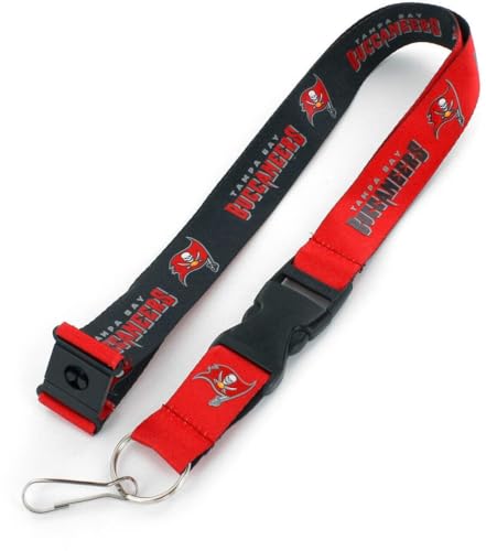 Lanyard NFL Tampa Bay Buccaneers aminco tour de cou réversible rouge noir
