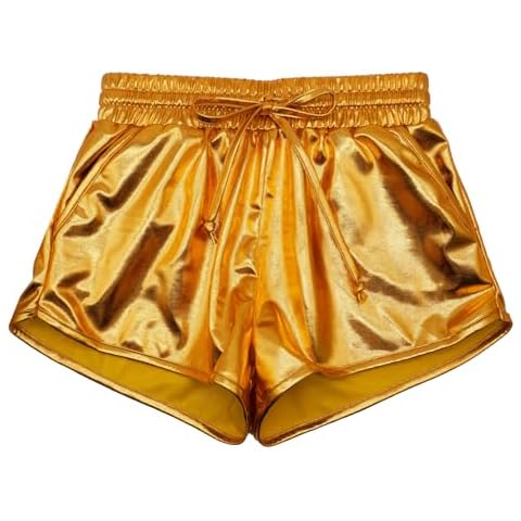 Gold Girls Metallic Shorts Sparkly Hot Pants Kids Shiny Dance Costume Outfits Glitter Gymnastics Shorts Size 9 Cover